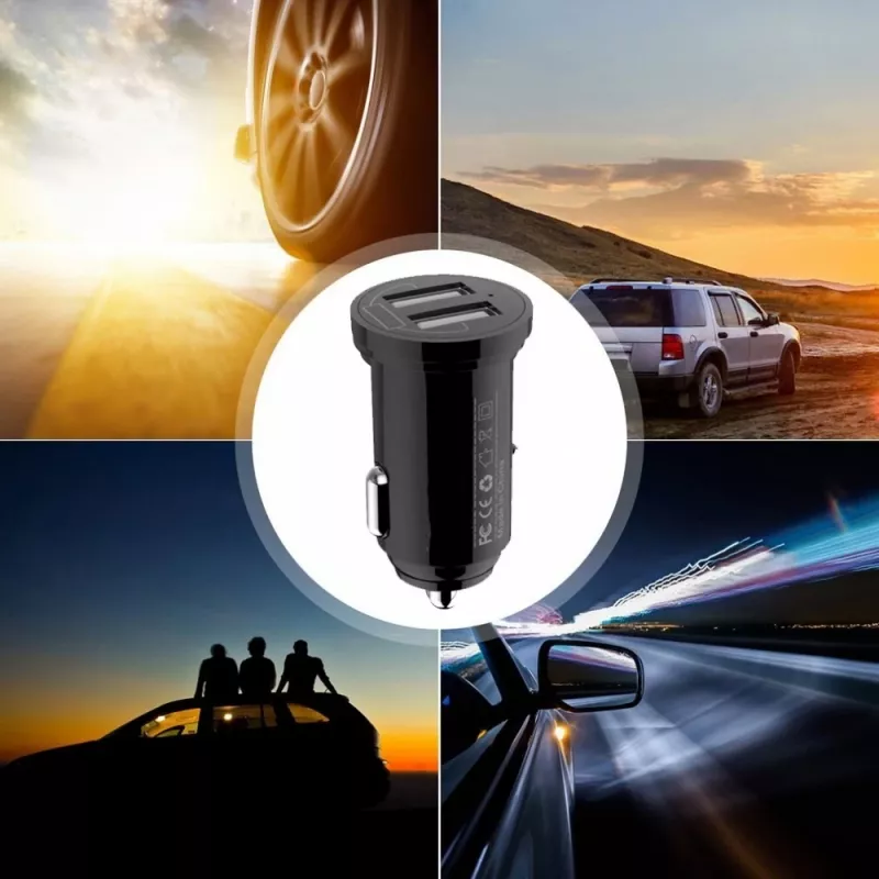 Techly Mini-autolaturi 2 USB-A-liitäntää 24W / 4,8A musta