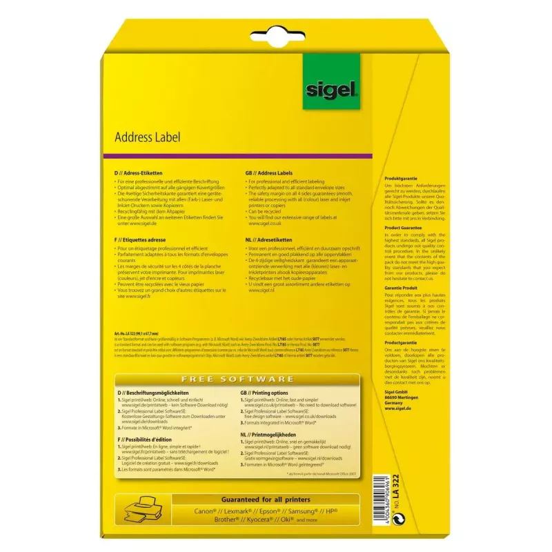 Liimaton tarra Sigel LA322