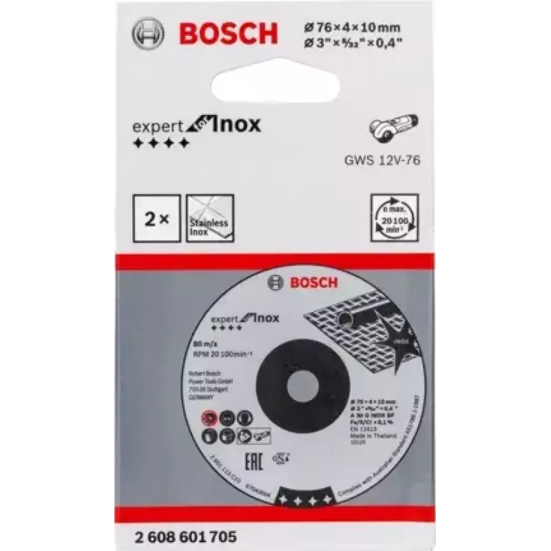 Bosch Expert for Inox hiomalaikat, 76 x 4 x 10 mm, 2 kpl