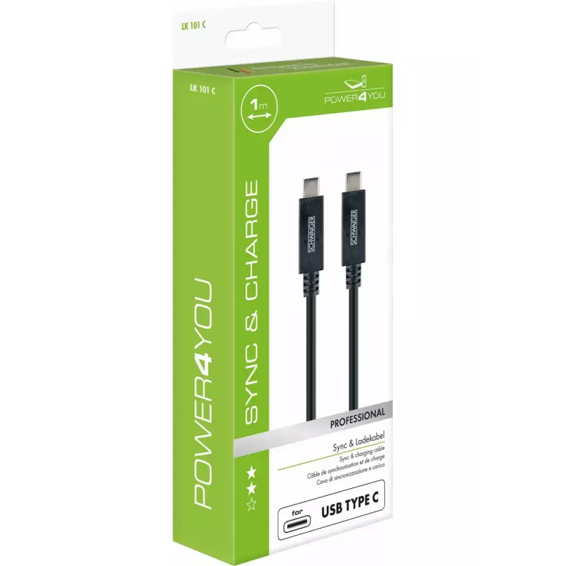 USB-kaapeli Schwaiger LK 101 C USB 3.2 Gen 2 1 m musta