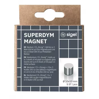 Askartelumagneetti sylinteri Sigel BA700 neodyymi hopea 10 mm