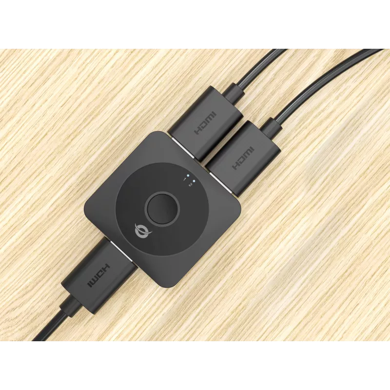 Conceptronic SELENE01B 2-portainen kaksisuuntainen HDMI 2.0 -vaihtokytkin, 4K60Hz