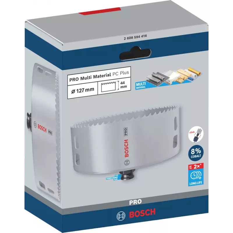 Bosch PRO Multi Material PC Plus, 44/127 mm, Single, poranterä, kipsilevy, metalli, ei-rautametalli, muovi, pehmeä puu, musta, harmaa, kobolttiteräs, kobolttiseosteinen pikateräs (HSS-Co)