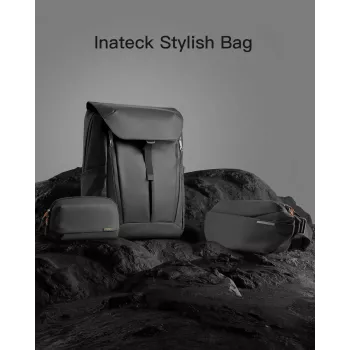 Olkalaukku Inateck LB03014 — unisex polyesteri 900D, vetoketju, 4 l, musta