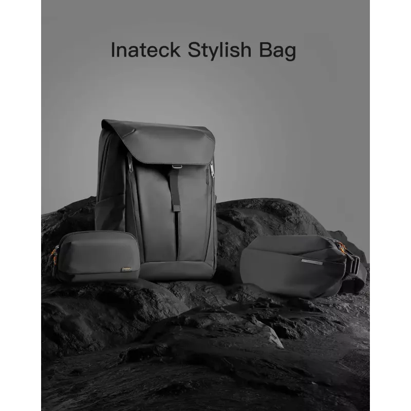Olkalaukku Inateck LB03014 — unisex polyesteri 900D, vetoketju, 4 l, musta