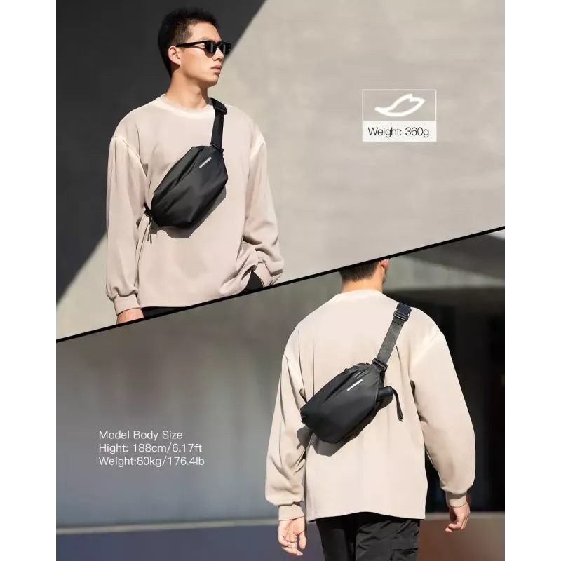 Olkalaukku Inateck LB03014 — unisex polyesteri 900D, vetoketju, 4 l, musta