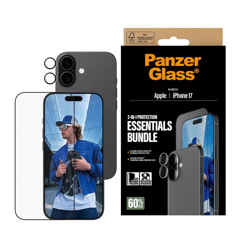 PanzerGlass 2-in-1 Essentials Bundle iPhone 17 naarmuuntumaton iskunkestävä