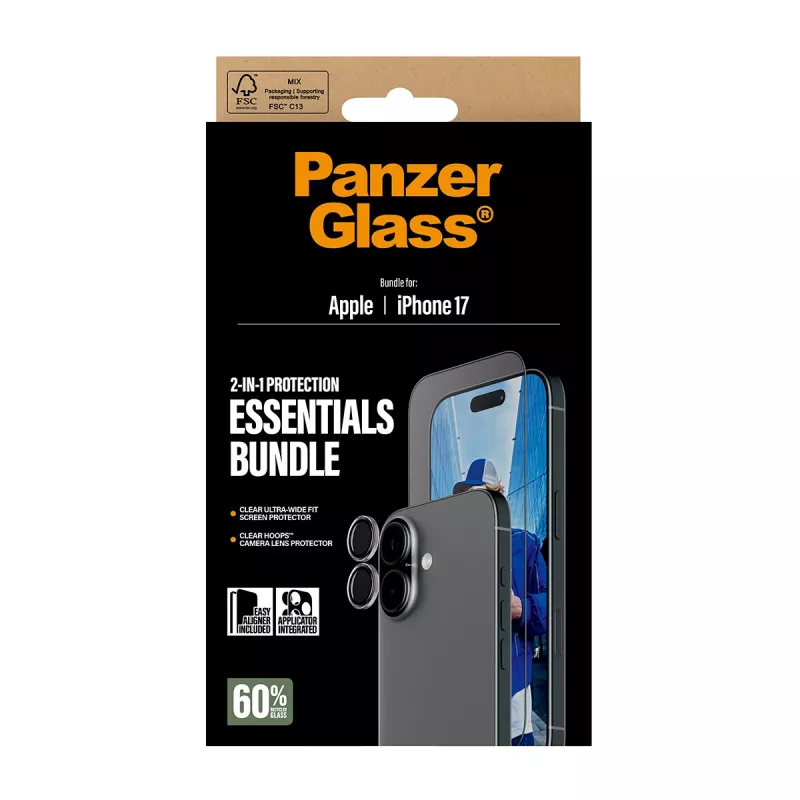 PanzerGlass 2-in-1 Essentials Bundle iPhone 17 naarmuuntumaton iskunkestävä