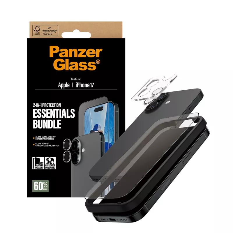 PanzerGlass 2-in-1 Essentials Bundle iPhone 17 naarmuuntumaton iskunkestävä