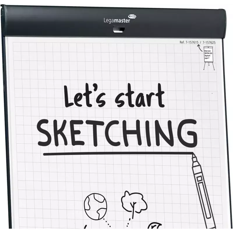 Legamaster SKETCH PRO siirrettävä fläppitaulu tähtijalalla teräs 5 rullaa