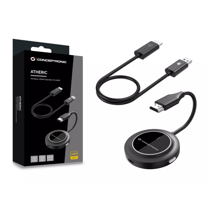 Langaton HDMI-jatkosarja CONCEPTRONIC ATHERIC02B – dongle, HDMI/USB, 1080p (1920x1080), USB-virralla