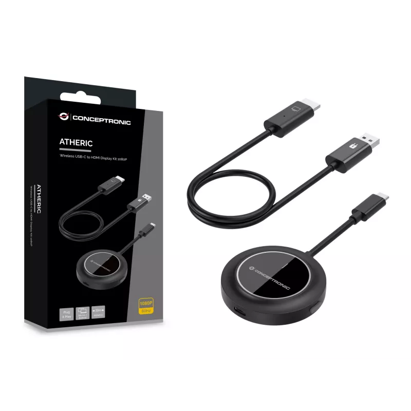 Conceptronic ATHERIC01B langaton USB-C–HDMI-näyttösarja 1080P