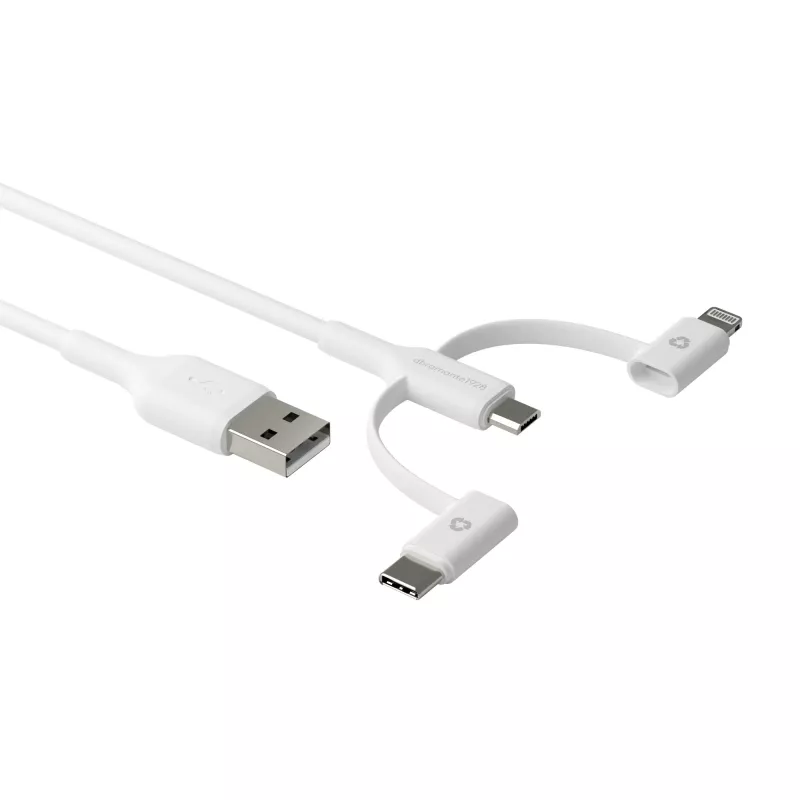 dbramante1928 re-charge - 3-in-1-kaapeli – USB-A USB-A:han, C & Lightning - valkoinen