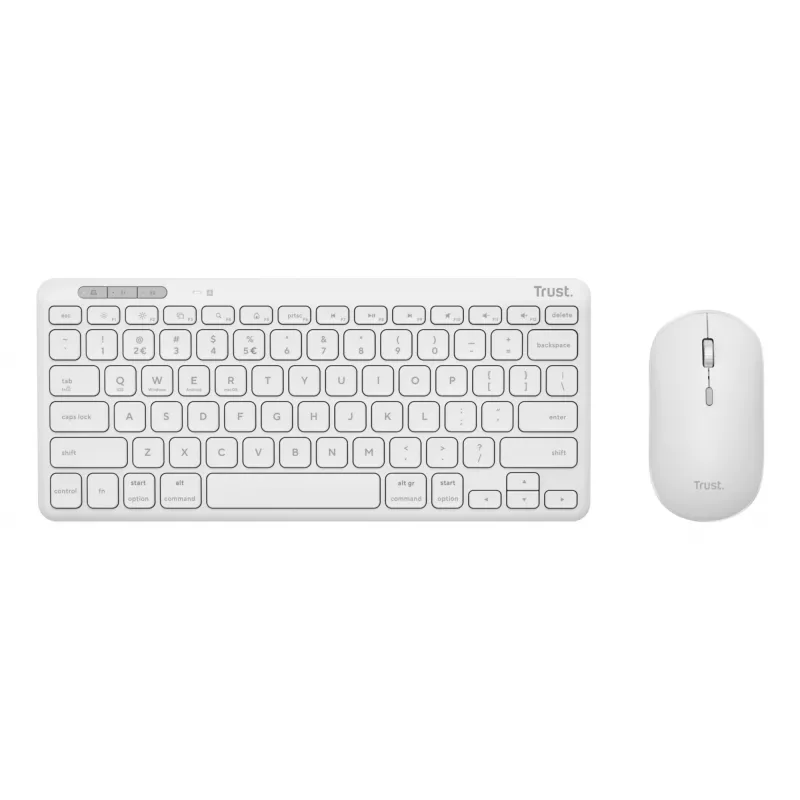 Näppäimistö-hiiri-sarja TRUST Lyra Mini Wireless QWERTZ (RF + Bluetooth) valkoinen, saksalainen näppäimistöasettelu