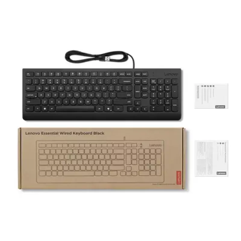 Johdollinen Full-Size-USB-näppäimistö Lenovo 4Y41R64642 — tanskalainen asettelu, 105 näppäintä, musta