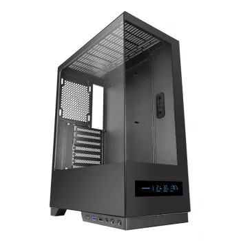 PC-kotelo TACENS MARS MC-PULSAR LCD ATX Midi Tower, karkaistu lasi, etu-LCD, USB-C, tukee GPU 33,2 cm