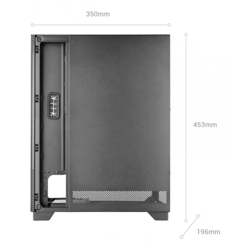 PC-kotelo TACENS MARS MC-PULSAR LCD ATX Midi Tower, karkaistu lasi, etu-LCD, USB-C, tukee GPU 33,2 cm