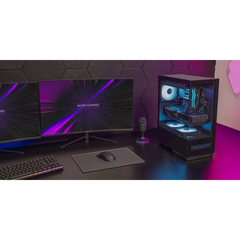 PC-kotelo TACENS MARS MC-PULSAR LCD ATX Midi Tower, karkaistu lasi, etu-LCD, USB-C, tukee GPU 33,2 cm