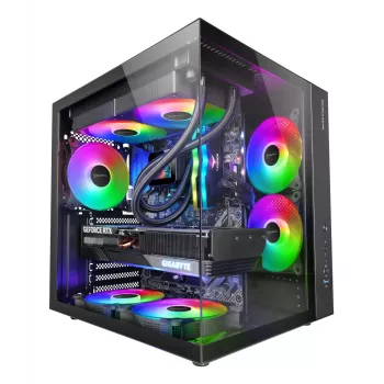 PC-kotelo TACENS Mars Gaming MCV-ONE Midi Tower – musta, ATX/Micro-ATX/Mini-ITX, karkaistu lasi, tukee 120 mm tuulettimia