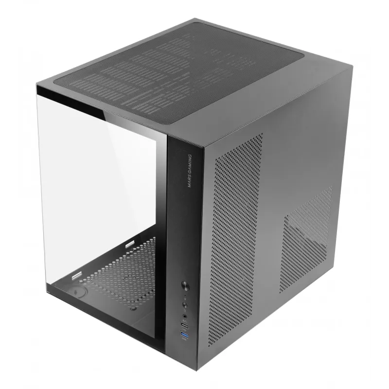 PC-kotelo TACENS Mars Gaming MCV-ONE Midi Tower – musta, ATX/Micro-ATX/Mini-ITX, karkaistu lasi, tukee 120 mm tuulettimia