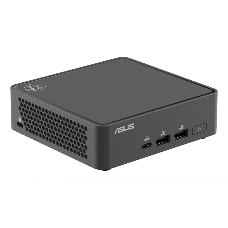 Mini-PC-barebone ASUS NUC 15 Pro ohut Kit RNUC15CRKI300000 — Core 3 100U jopa 4,7 GHz, ei RAM, Intel Graphics, Wi‑Fi 6/7, Bluetooth 5.4, 1Gb + 2.5Gb Ethernet, musta
