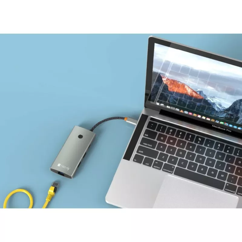Techly IUSB32C-HUB6HPDI USB-keskitin USB 3.2 Gen 1 (3.1 Gen 1) Type-C 5000 Mbit/s alumiini