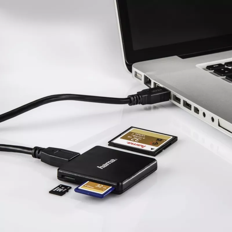 Hama USB 3.0 -monikortinlukija, SD/microSD/CF, musta