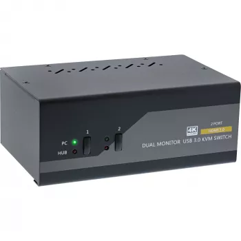 KVM-työpöytäkytkin InLine 62652I 2-porttinen kahden näytön HDMI 4K USB 3.0 ääni
