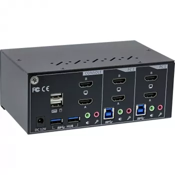 KVM-työpöytäkytkin InLine 62652I 2-porttinen kahden näytön HDMI 4K USB 3.0 ääni