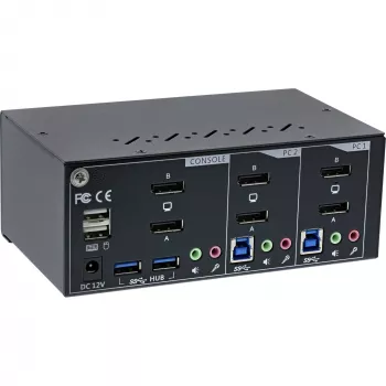 InLine KVM-työpöytäkytkin, 2-porttinen, kahden näytön DP 1.2, 4K, USB 3.0, ääni