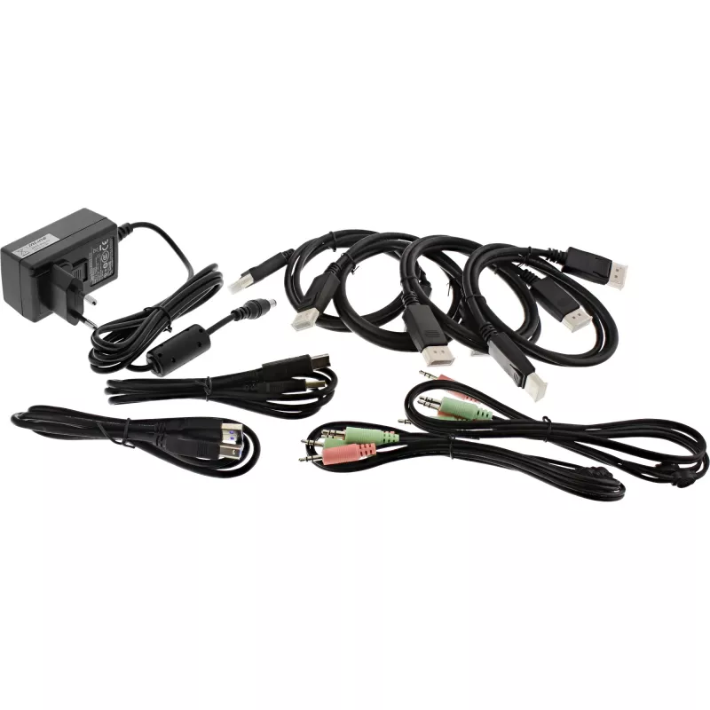 InLine KVM-työpöytäkytkin, 2-porttinen, kahden näytön DP 1.2, 4K, USB 3.0, ääni