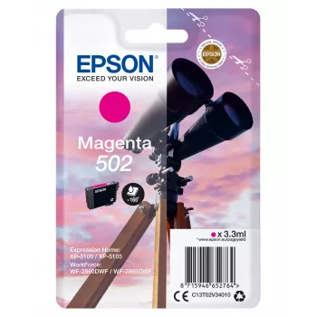 Epson yksittäispakkaus magenta 502 muste, vakiokapasiteetti, magenta, pigmenttimuste, 3,3 ml, 1 kpl, 165 sivua