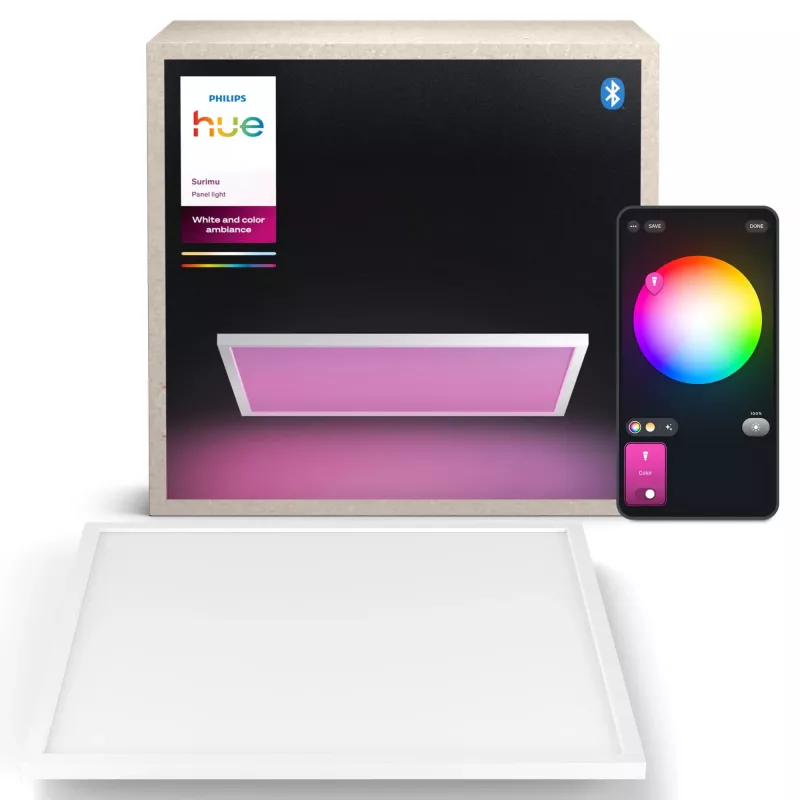Neliömäinen LED-paneeli Philips Surimu Square Panel, Bluetooth, valkoinen, alumiinikotelo, 220–240 V