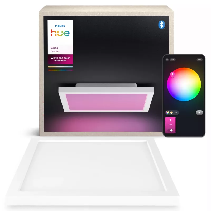 Philips Surimu Square Panel, älykäs kattovalaisin, Bluetooth/Zigbee, valkoinen, alumiini, Multi, 2000 K
