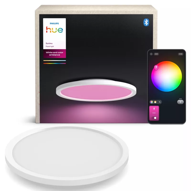 Philips Surimu Round Panel, älykäs kattovalaisin, Bluetooth/Zigbee, valkoinen, alumiini, Multi, 2000 K