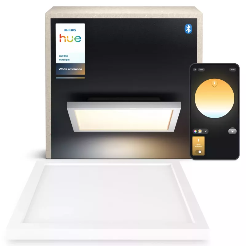 Philips Aurelle Square Panel Light, älykäs kattovalaisin, Bluetooth/Zigbee, valkoinen, LED, alumiini, säädettävä