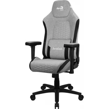 AEROCOOL CROWNASHGR yleispelituoli — harmaa pehmustettu istuin/selkänoja, 2D-käsinojat, teräsrunko, kaasujousi luokka 4, max. käyttäjän paino 150 kg