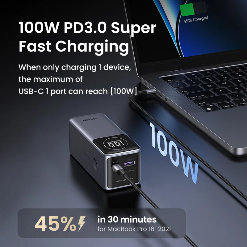 Kannettava varavirtalähde Ugreen 12000mAh 100W pikalataus