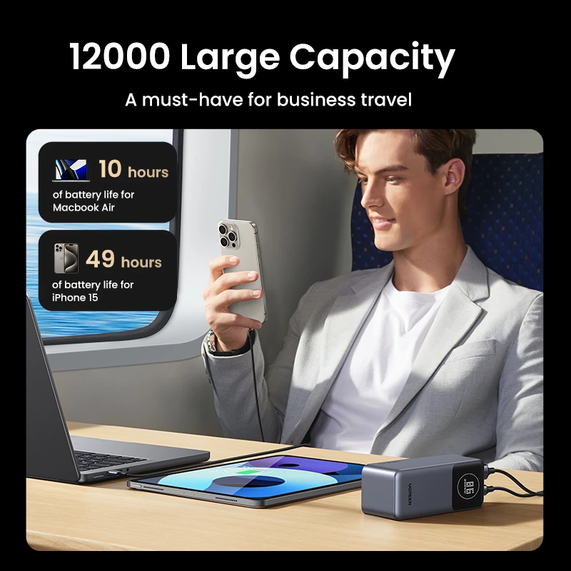 Kannettava varavirtalähde Ugreen 12000mAh 100W pikalataus
