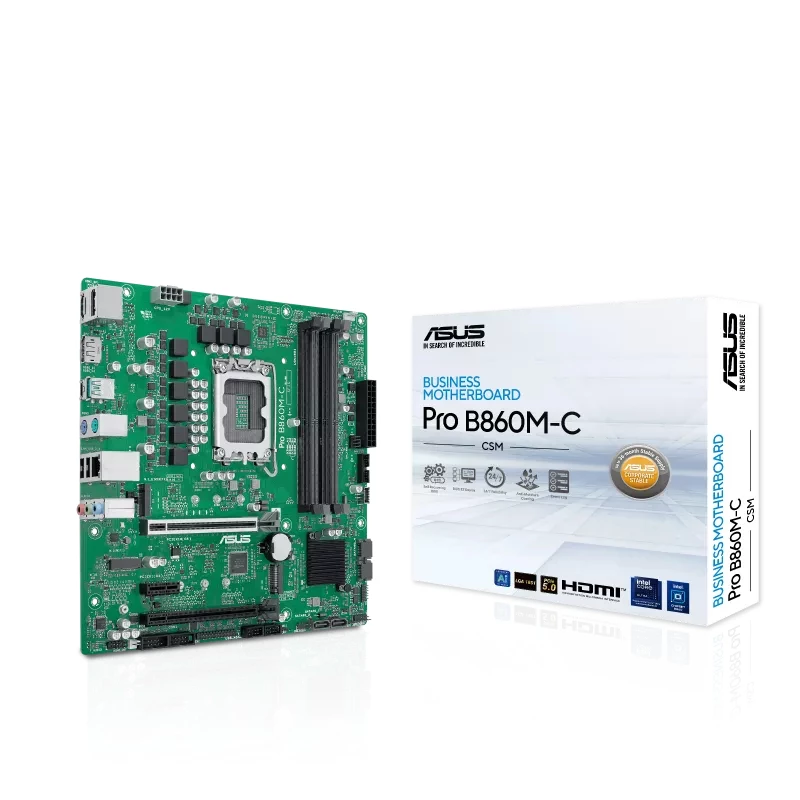 Emolevy ASUS PRO B860M-C-CSM — Intel B860, LGA 1851 (Socket V1), Micro ATX, 4× DIMM DDR5, 256 GB max