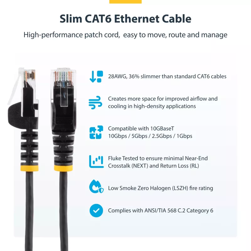 StarTech.com 0,5 m CAT6 kaapeli – ohut – Snagless RJ45 -liitin – harmaa