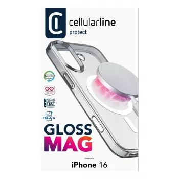 Cellularline Gloss Mag – iPhone 16 magneettinen kotelo lataukseen ja kiinnitykseen MagSafe-laturiin