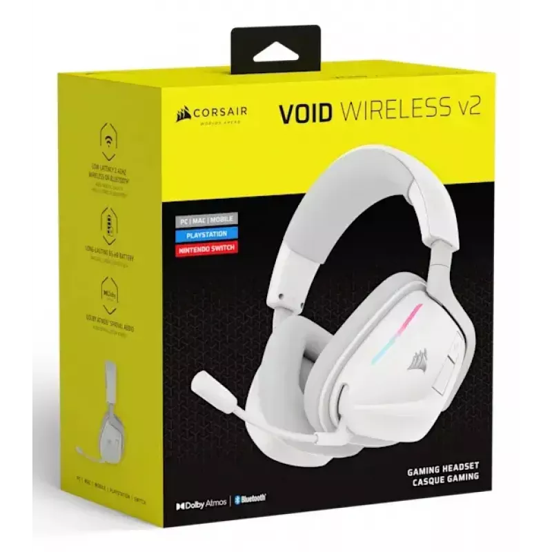 Kuulokemikrofoni Corsair VOID WIRELESS v2 langallinen & langaton Bluetooth valkoinen