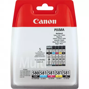 Värikasetti Canon PGI-580 PGBK/CLI-581 CMYBK lajiteltu musta syaani magenta