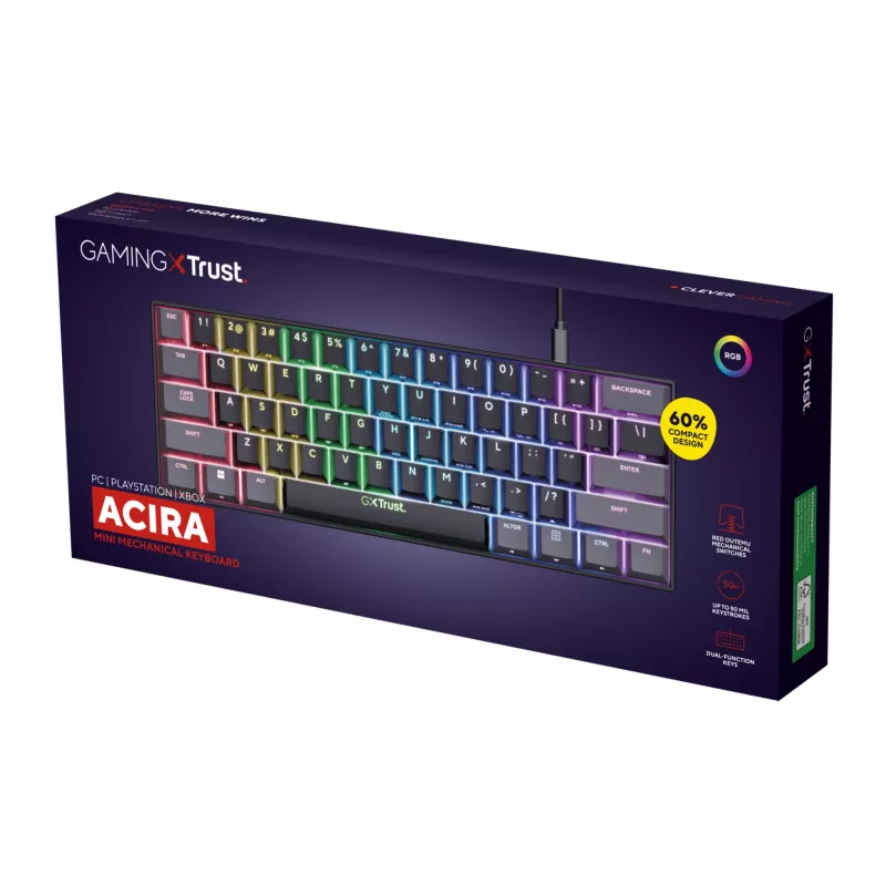 Trust GXT 867 Acira näppäimistö pelikäyttöön USB QWERTY US-englanti musta