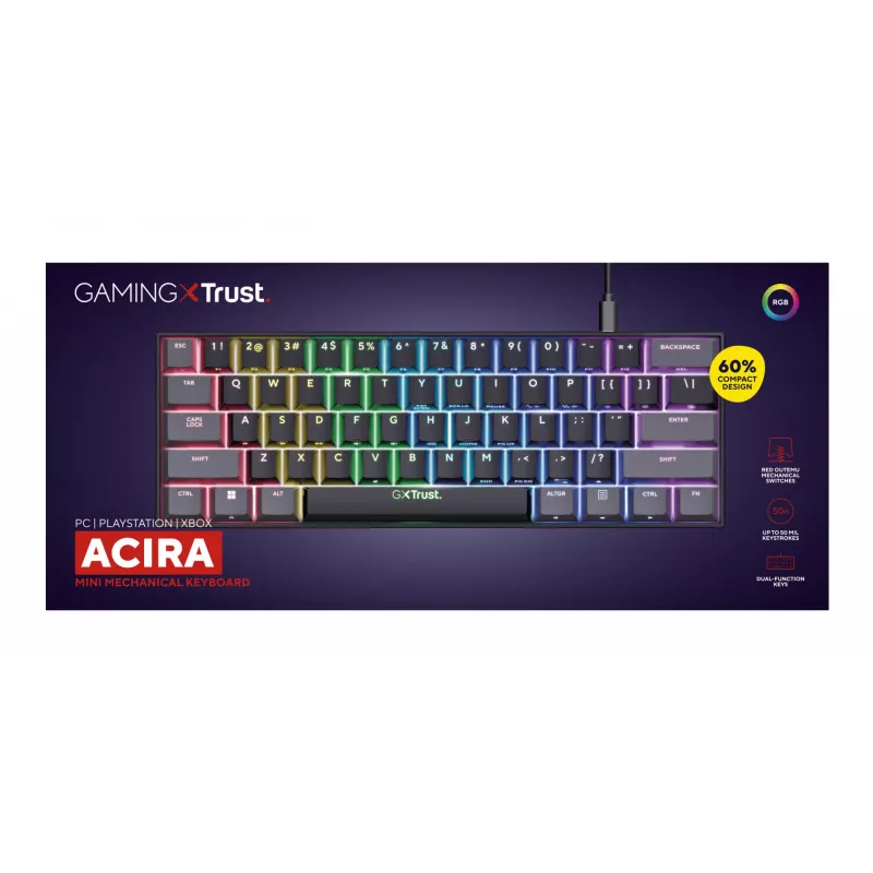 Trust GXT 867 Acira näppäimistö pelikäyttöön USB QWERTY US-englanti musta