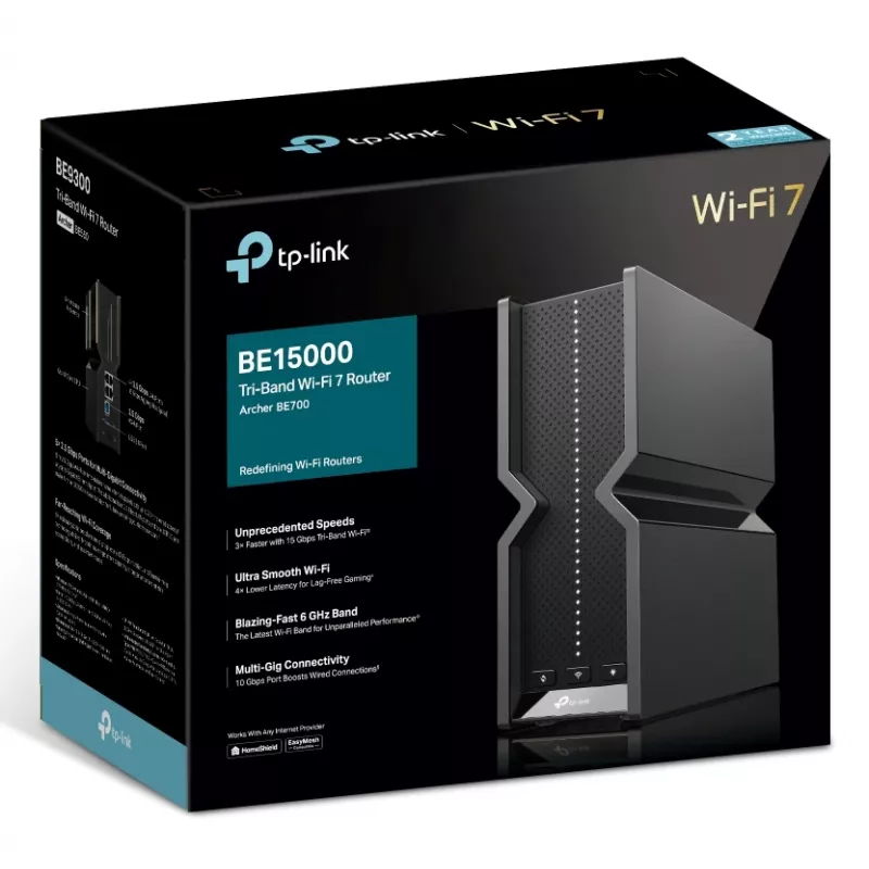 TP-Link Archer BE700 WLAN-reititin Multi-Gigabit Ethernet Tri-Band (2,4 GHz / 5 GHz / 6 GHz) musta