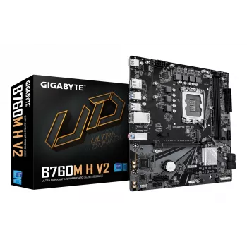 GIGABYTE B760M H V2 emolevy – tukee Intel Core 14. sukupolven suorittimia, 5+1+1 vaihetta digitaalinen VRM, jopa 8000 MHz DDR5 (O.C.), 1x PCIe 4.0 M.2, 1GbE LAN, USB 3.2 Gen1