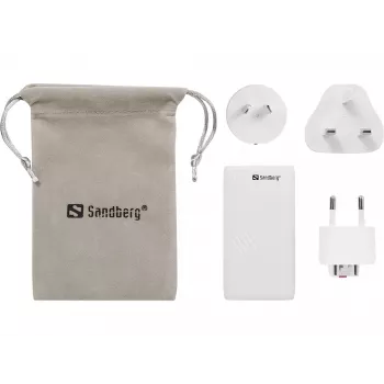 Sandberg 4in1 TravelCharger 65W valkoinen, sisäkäyttöön, AC, 20 V, valkoinen