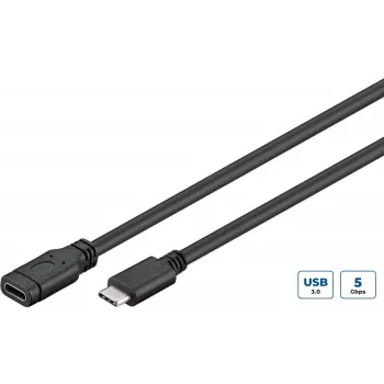 Microconnect USB3.1CC05EX USB-kaapeli USB 3.2 Gen 1 (3.1 Gen 1) 0,5 m USB C musta, hopea